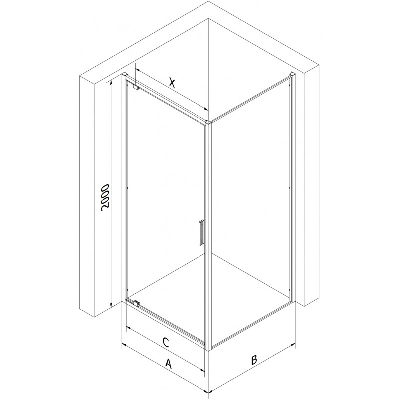 Mexen Exo cabine de douche pivotante 75 x 75 cm, transparent, chrome - 8181-075-075-01-00