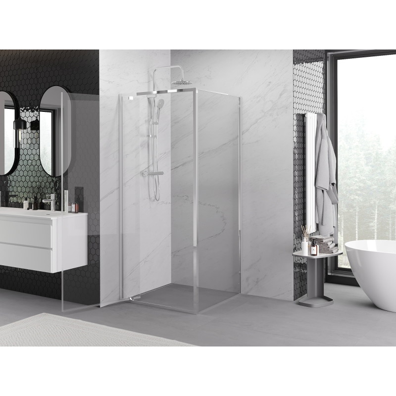 Mexen Exo-BR cabine de douche pivotante 80 x 80 cm, transparent, chrome - 8181-080-080-01-00
