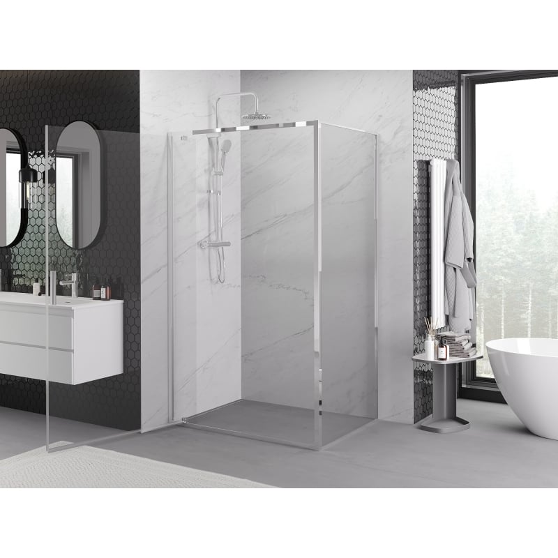 Mexen Exo cabine de douche pivotante 80 x 95 cm, transparent, chrome - 8181-080-095-01-00