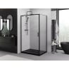 Mexen Exo cabine de douche pivotante 90 x 75 cm, transparent, noir - 8181-090-075-70-00
