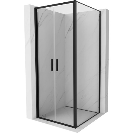 Mexen Exo-B Duo cabine de douche pivotante 80 x 80 cm, transparente, noire - 814-080-080-70-00