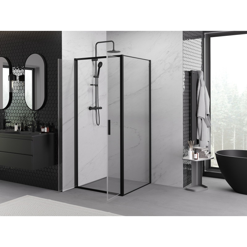 Mexen Exo-B Duo cabine de douche battante 100 x 100 cm, transparente, noire - 814-100-100-70-00