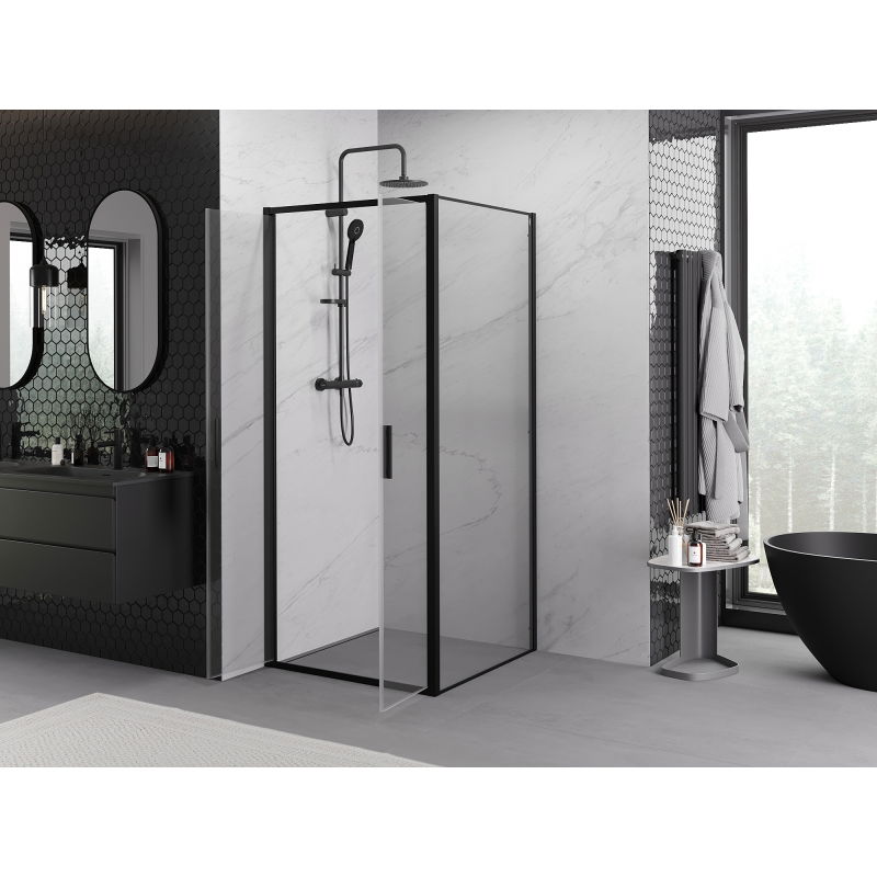 Mexen Exo cabine de douche pivotante 100 x 100 cm, transparente, noire - 814-100-100-70-00