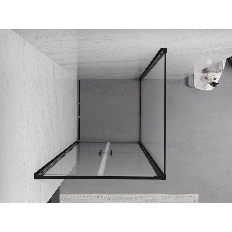 Mexen Exo-B Duo cabine de douche battante 100 x 100 cm, transparente, noire - 814-100-100-70-00