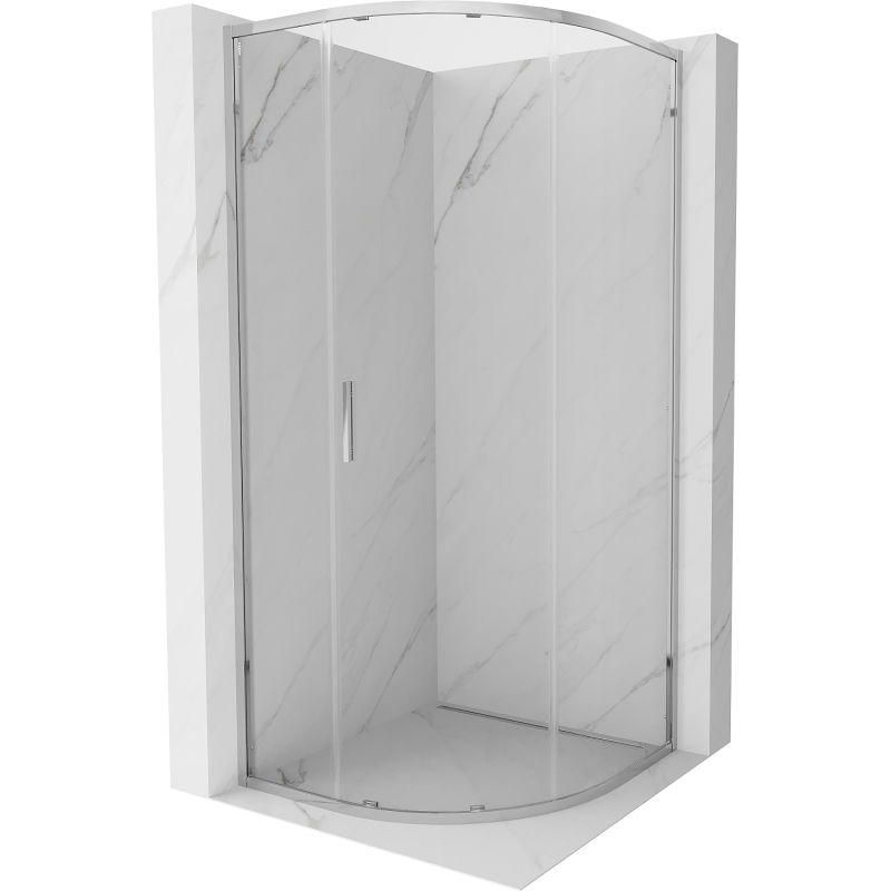 Mexen Exo cabine de douche semi-circulaire coulissante 80 x 80 cm, transparente, chromée - 8131-080-080-01-00
