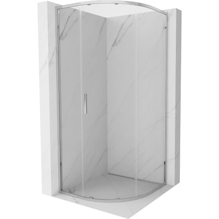 Mexen Exo-S cabine de douche semi-circulaire coulissante 80 x 80 cm, transparente, chromée - 8131-080-080-01-00