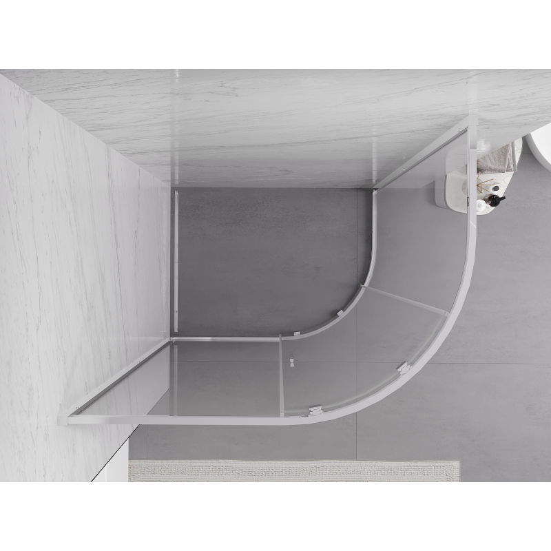 Mexen Exo cabine de douche demi-circulaire asymétrique coulissante 90 x 80 cm, transparent, chrome - 8131-090-080-01-00