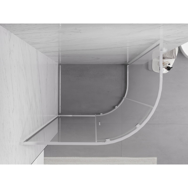 Mexen Exo-S cabine de douche quart de cercle asymétrique coulissante 90 x 80 cm, transparent, chrome - 8131-090-080-01-00