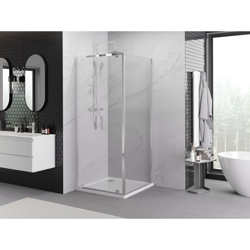Mexen Exo cabine de douche pivotante 100 x 100 cm, transparent, chrome - 8182-100-100-01-00