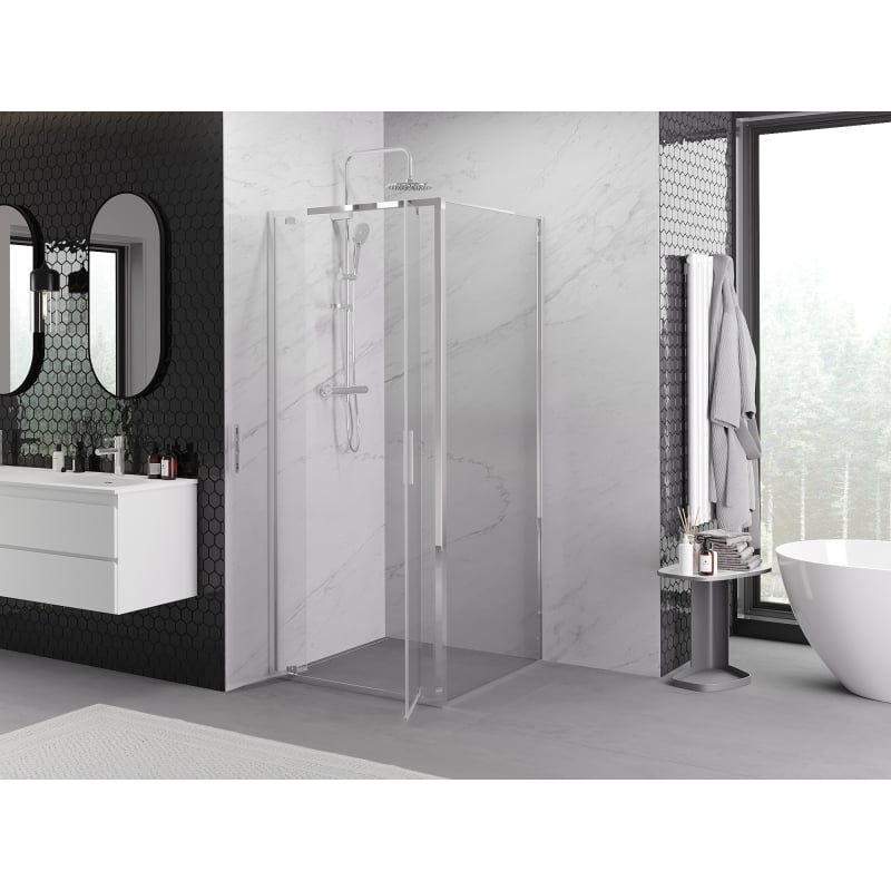 Mexen Exo cabine de douche pivotante 100 x 100 cm, transparent, chrome - 8182-100-100-01-00