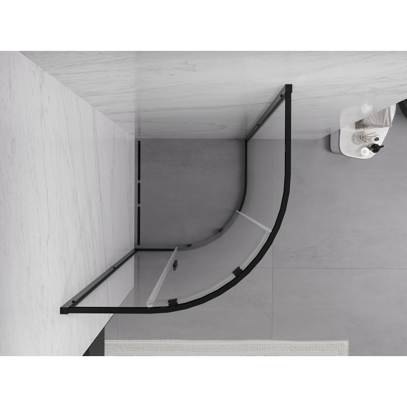 Mexen Exo-S cabine de douche semi-circulaire coulissante 80 x 80 cm, transparente, noire - 8131-080-080-70-00