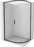 Mexen Exo cabine de douche semi-circulaire asymétrique coulissante 100 x 80 cm, transparent, noir - 8131-100-080-70-00