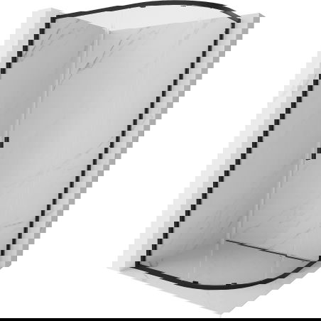 Mexen Exo cabine de douche quart de cercle asymétrique coulissante 100 x 90 cm, transparent, noir - 8131-100-090-70-00