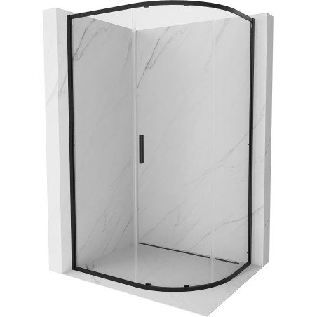 Mexen Exo-S cabine de douche quart de cercle asymétrique coulissante 100 x 90 cm, transparente, noire - 8131-100-090-70-00