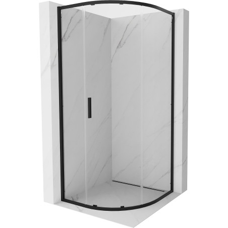 Mexen Exo-S cabine de douche semi-circulaire coulissante 100 x 100 cm, transparent, noir - 8131-100-100-70-00