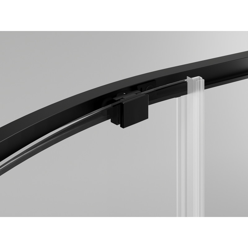Mexen Exo-S cabine de douche quart de cercle asymétrique coulissante 120 x 90 cm, transparente, noire - 8131-120-090-70-00