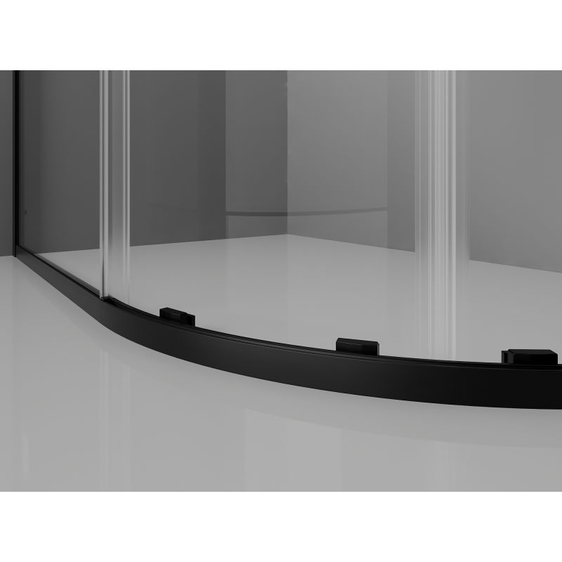 Mexen Exo cabine de douche demi-circulaire coulissante 100 x 100 cm, transparente, noire - 8131-100-100-70-00