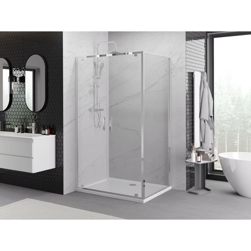 Mexen Exo cabine de douche battante 80 x 75 cm, transparent, chrome - 8182-080-075-01-00