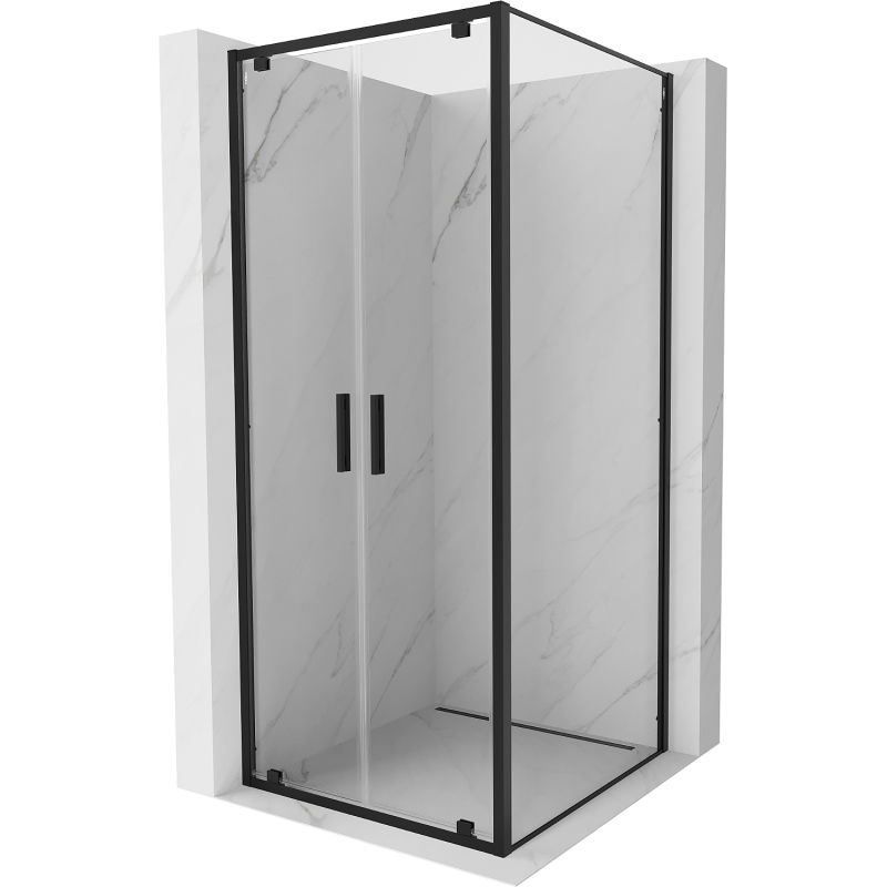 Mexen Exo cabine de douche pivotante 80 x 80 cm, transparent, noir - 8182-080-080-70-00