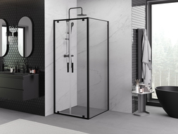 Mexen Exo cabine de douche pivotante 90 x 90 cm, transparent, noir - 8182-090-090-70-00