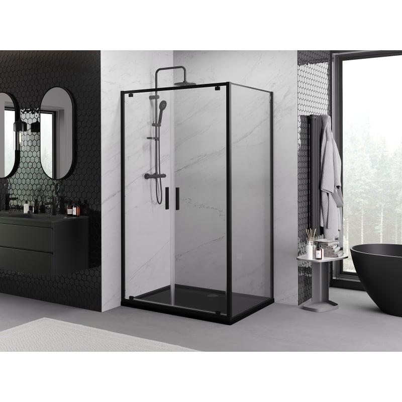Mexen Exo cabine de douche pivotante 80 x 85 cm, transparent, noir - 8182-080-085-70-00