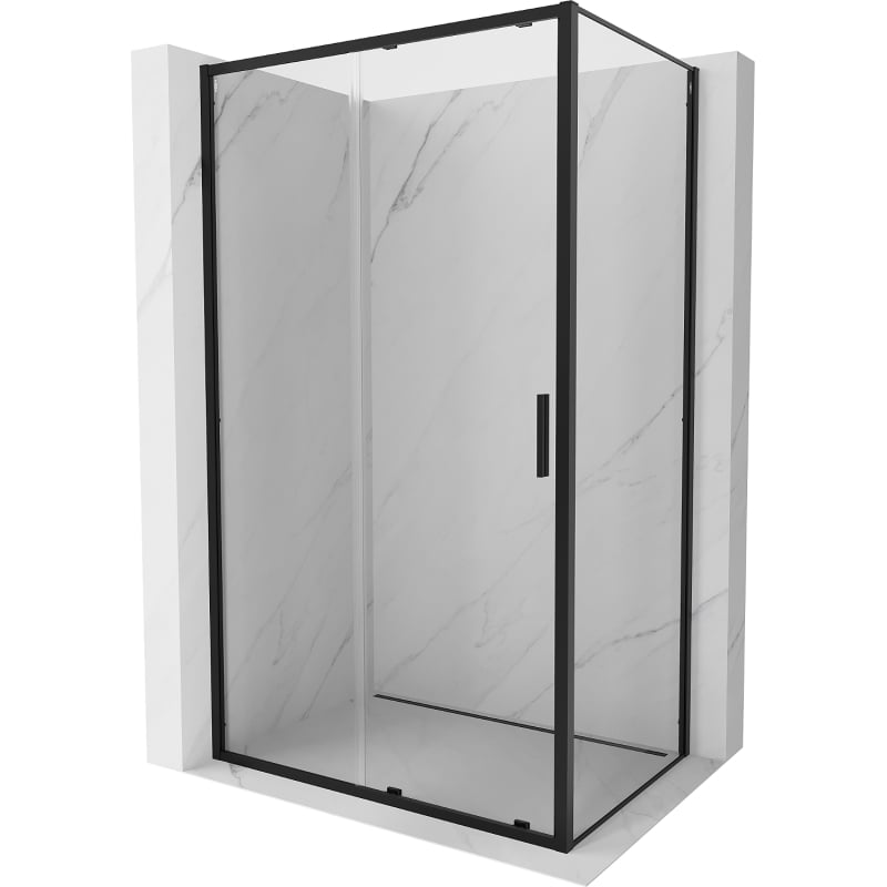 Mexen Exo cabine de douche coulissante 155 x 100 cm, transparente, noire - 8151-155-100-70-00