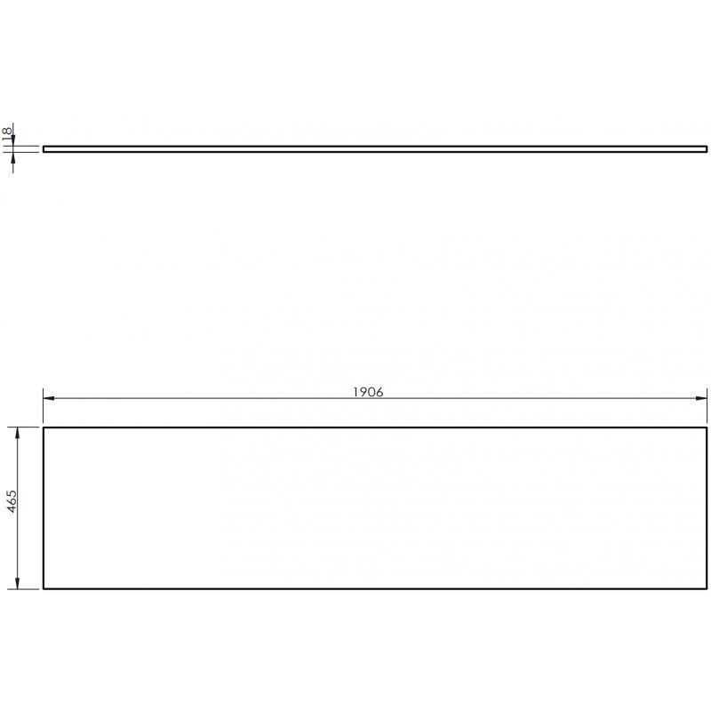 Mexen Uni tablette de salle de bain 190 cm, gris mat - 91AXX-1904-464-18-62