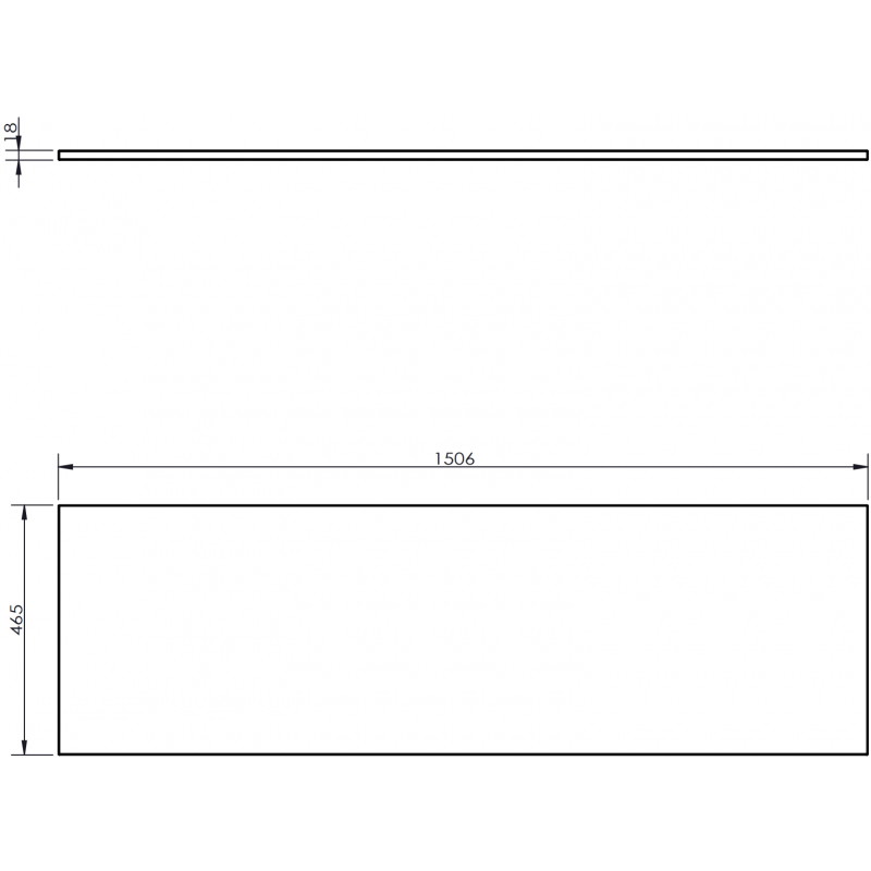 Mexen Uni plateau de meuble 150 cm, noir brillant - 91AXX-1504-464-18-70