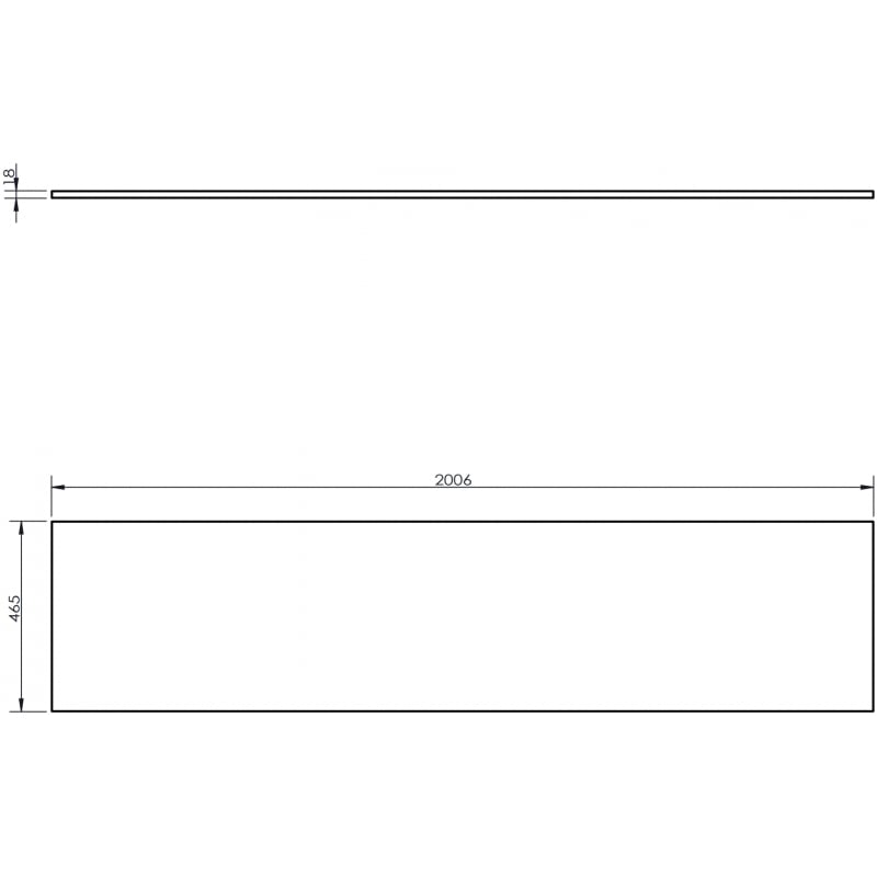 Mexen Uni plan de travail 200 cm, noir brillant - 91AXX-2004-464-18-70