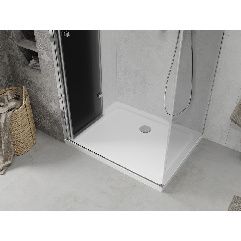 Mexen Lima cabine de douche pliante 70 x 90 cm, graphite, chrome + receveur plat, blanc - 856-070-090-01-40-4010