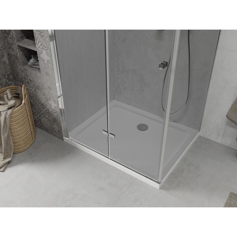 Mexen Lima cabine de douche pliante 70 x 100 cm, graphite, chrome + receveur Flat, blanc - 856-070-100-01-40-4010