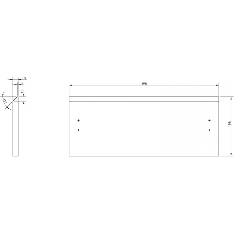 Mexen Rivel façade rainurée pour corps de meuble de salle de bain 50 x 20 cm, gris mat - 91A20-0500-235-1-62