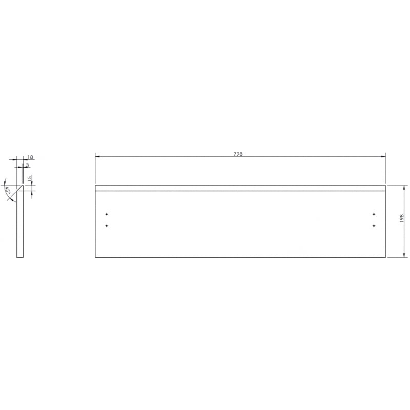 Mexen Rivel façade rainurée pour le corps de meuble de salle de bain 80 x 20 cm, gris mat - 91A20-0800-235-1-62