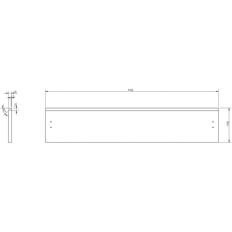 Mexen Rivel façade rainurée pour le corps du meuble de salle de bain 100 x 20 cm, gris mat - 91A20-1000-235-1-62
