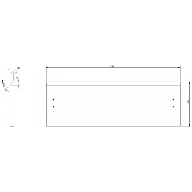 Mexen Rivel face rainurée pour corps de meuble de salle de bains 60 x 20 cm, noyer - 91A20-0600-235-1-86