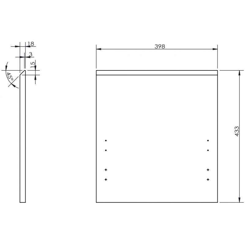 Mexen Rivel devant rainuré pour le corps de l'armoire de salle de bain 40 x 43,5 cm, graphite mat - 91A20-0400-470-1-66