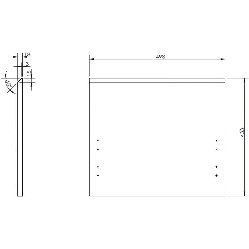 Mexen Rivel façade cannelée pour corps de meuble de salle de bain 50 x 43,5 cm, noir mat - 91A20-0500-470-1-71