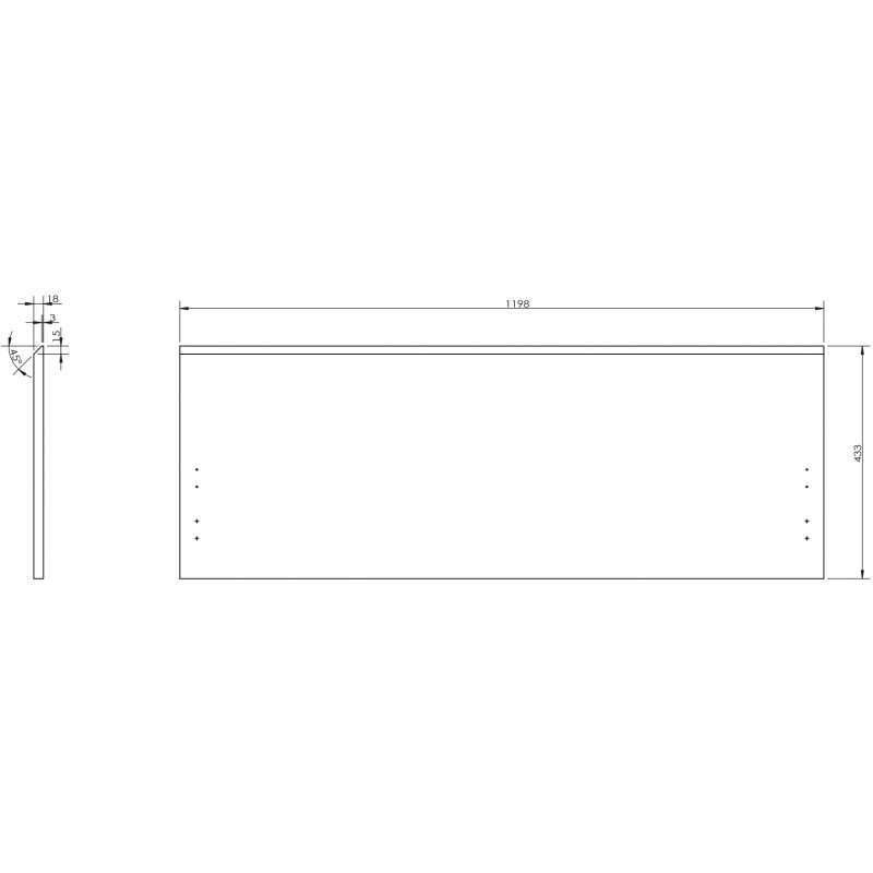 Mexen Rivel façade rainurée pour meuble de salle de bains 120 x 43,5 cm, noir mat - 91A20-1200-470-1-71