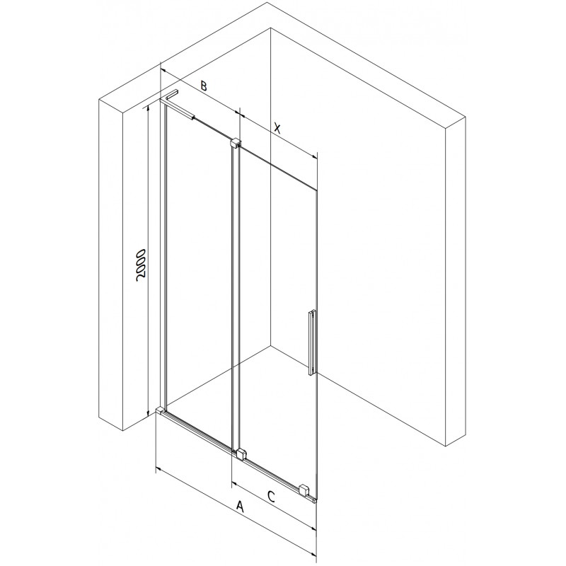 Mexen Velar L paroi de douche coulissante Walk-in 120 x 200 cm, transparent 8 mm, or - 871-120-003-03-50