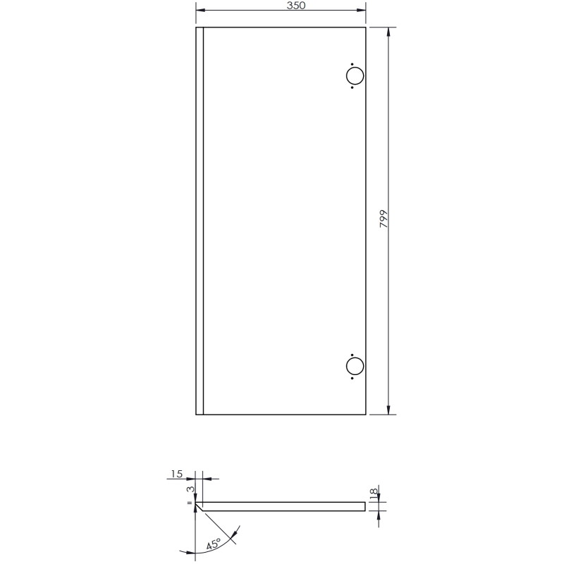 Mexen Rivel devant rainuré pour le caisson de meuble de salle de bain 35 x 80 cm (2 pièces), noir mat - 91A21-1600-300-2-71