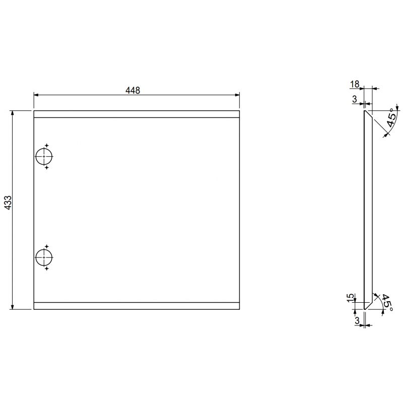 Mexen Rivel façade profilée pour le corps de l'armoire de salle de bain 45 x 43,5 cm, noir mat - 91A21-0450-470-1-71