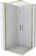Mexen Exo-R Duo cabine de douche carrée pivotante 70 x 70 cm, transparente, dorée - 8110-070-070-50-00