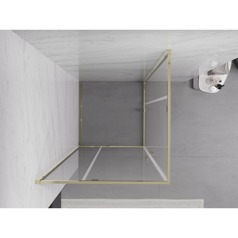 Mexen Exo-R Duo cabine de douche carrée battante 80 x 80 cm, transparent, or - 8110-080-080-50-00