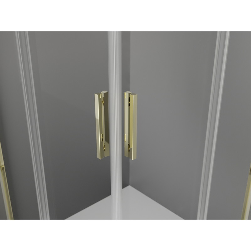 Mexen Exo-R Duo cabine de douche carrée battante 80 x 80 cm, transparent, or - 8110-080-080-50-00