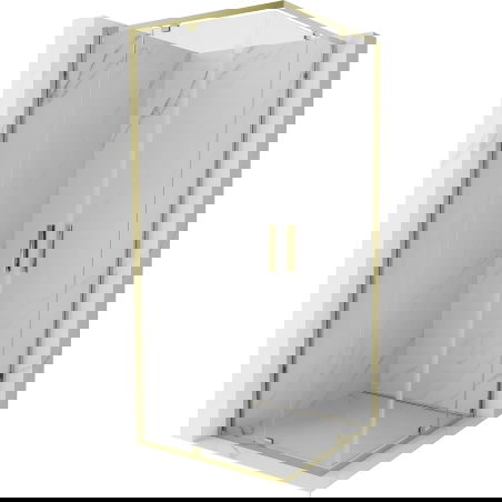 Mexen Exo cabine de douche carrée pivotante 100 x 100 cm, transparente, dorée - 8110-100-100-50-00