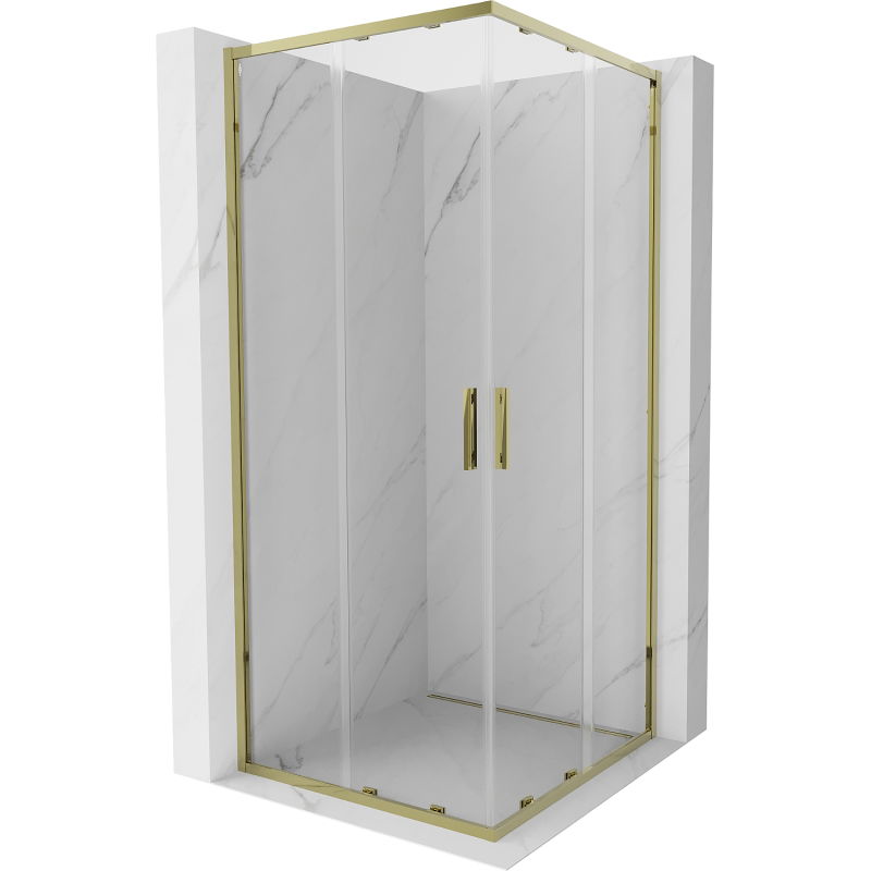 Mexen Exo cabine de douche carrée coulissante 80 x 80 cm, transparent, dorée - 8111-080-080-50-00