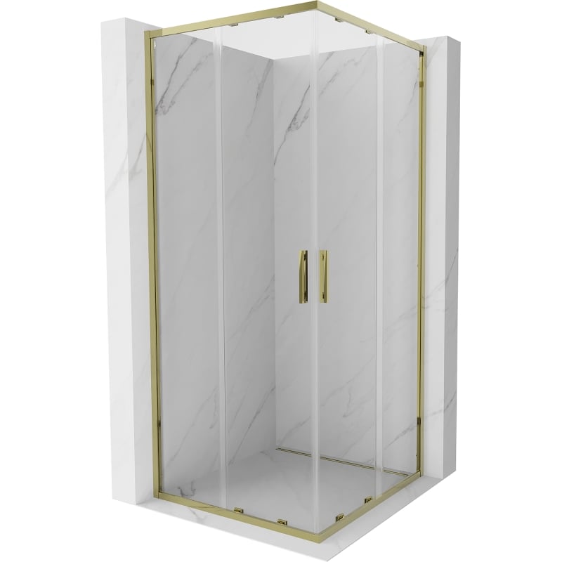Mexen Exo cabine de douche carrée coulissante 80 x 80 cm, transparent, or - 8111-080-080-50-00