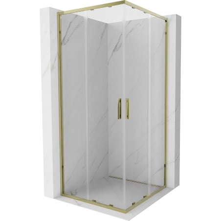 Mexen Exo cabine de douche carrée coulissante 80 x 80 cm, transparent, or - 8111-080-080-50-00