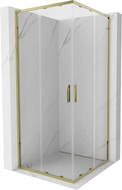 Mexen Exo-S Duo cabine de douche carrée coulissante 80 x 80 cm, transparent, dorée - 8111-080-080-50-00