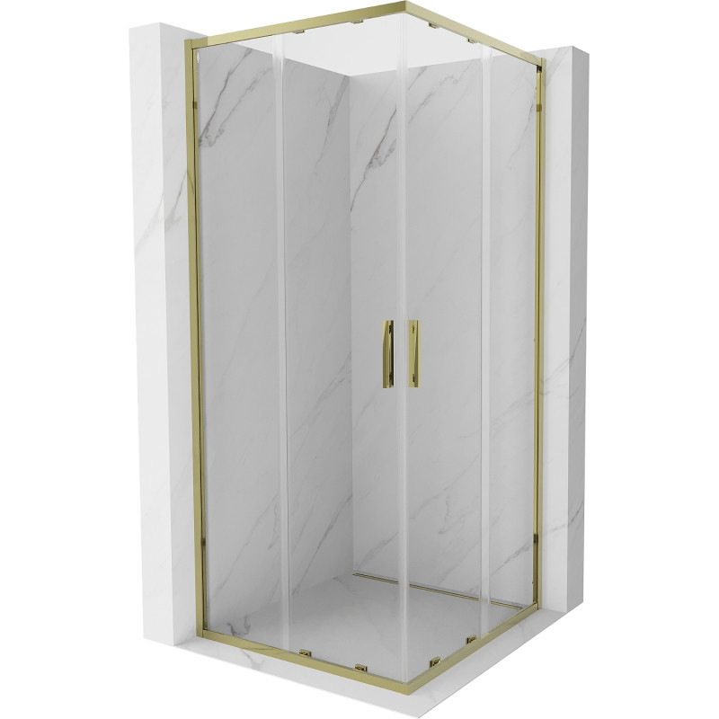 Mexen Exo-S Duo cabine de douche carrée coulissante 90 x 90 cm, transparent, dorée - 8111-090-090-50-00